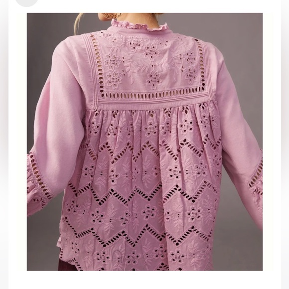 Anthropologie Tops - Forever That Girl Eyelet Sweatshirt S